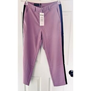 Wildfang Empower Slim Crop Pants Mauve Black Stripe Size 6 Casual Work New BBB